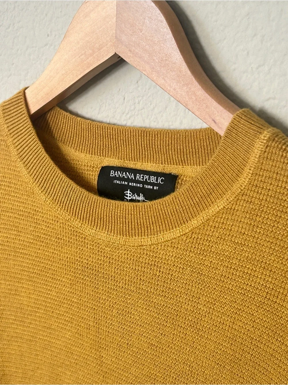 Banana Republic Italian Merino Wool by Baruffa Sweater, Yellow Heather, Large